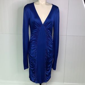 BCBG MAX AZRIA sapphire blue v neck dress